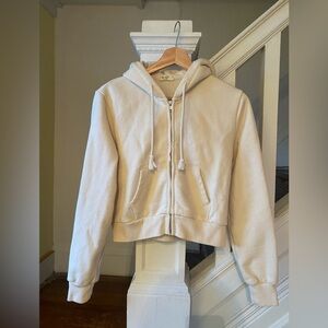 Brandy Melville - John Galt - Cropped Hooded Zip Sweatshirt Cream Color